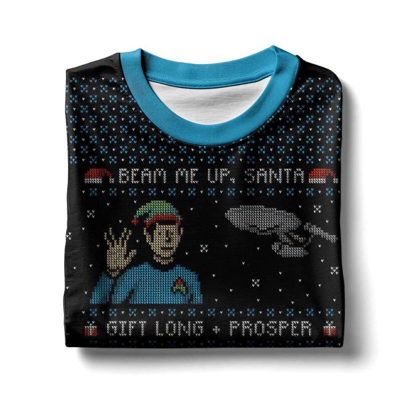 Hooktab Star Trek Beam Up Santa Ugly Christmas Sweater Hooktab Star Trek Beam Up Santa Ugly Christmas Sweater