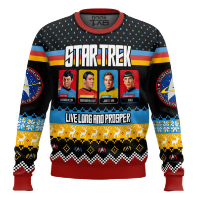 Hooktab Star Trek Live Long And Prosper Ugly Christmas Sweater