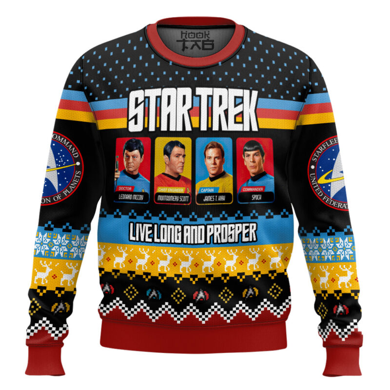 Hooktab Star Trek Live Long And Prosper Ugly Christmas Sweater