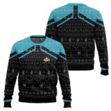 Hooktab Star Trek Picard 2020 Blue Ugly Christmas Sweater