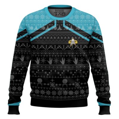 Hooktab Star Trek Picard 2020 Blue Ugly Christmas Sweater