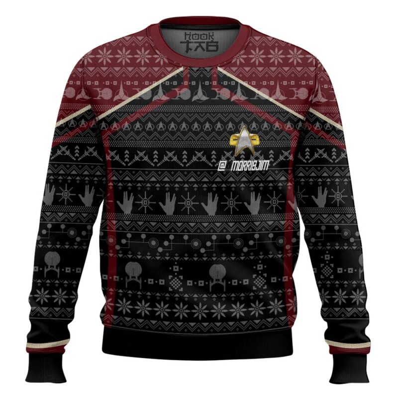 Hooktab Star Trek Picard 2020 Red - Custom Name Ugly Christmas Sweater