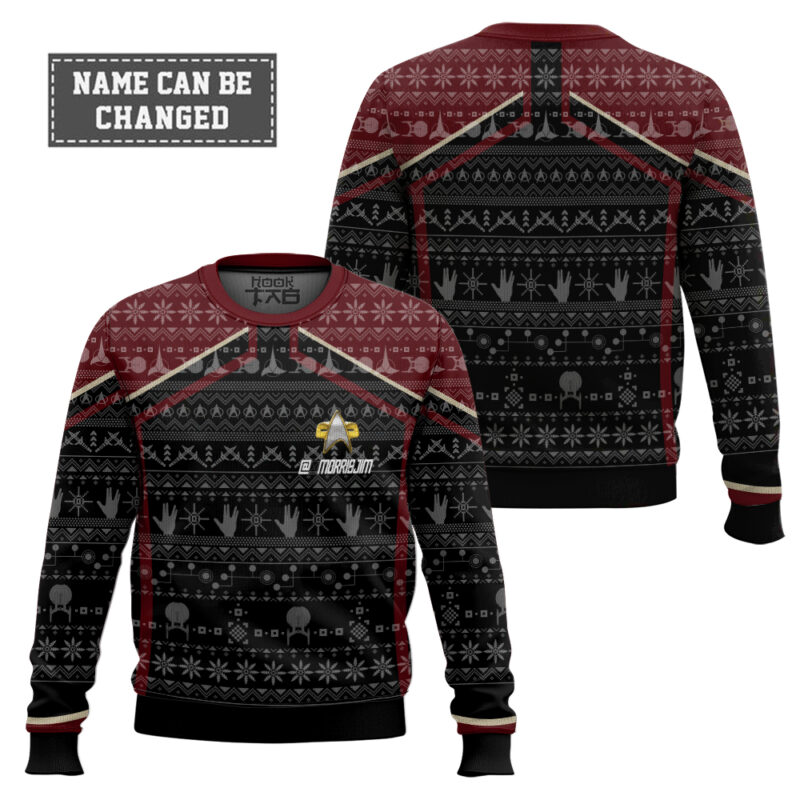 Hooktab Star Trek Picard 2020 Red - Custom Name Ugly Christmas Sweater Hooktab Star Trek Picard 2020 Red - Custom Name Ugly Christmas Sweater