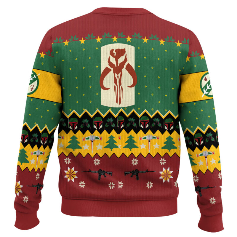 Hooktab Star Wars Boba Fett Logo Ugly Christmas Sweater Hooktab Star Wars Boba Fett Logo Ugly Christmas Sweater