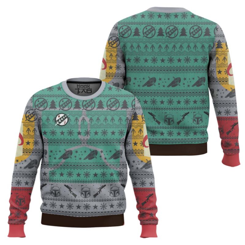 Hooktab Star Wars Boba Fett Ugly Christmas Sweater Hooktab Star Wars Boba Fett Ugly Christmas Sweater