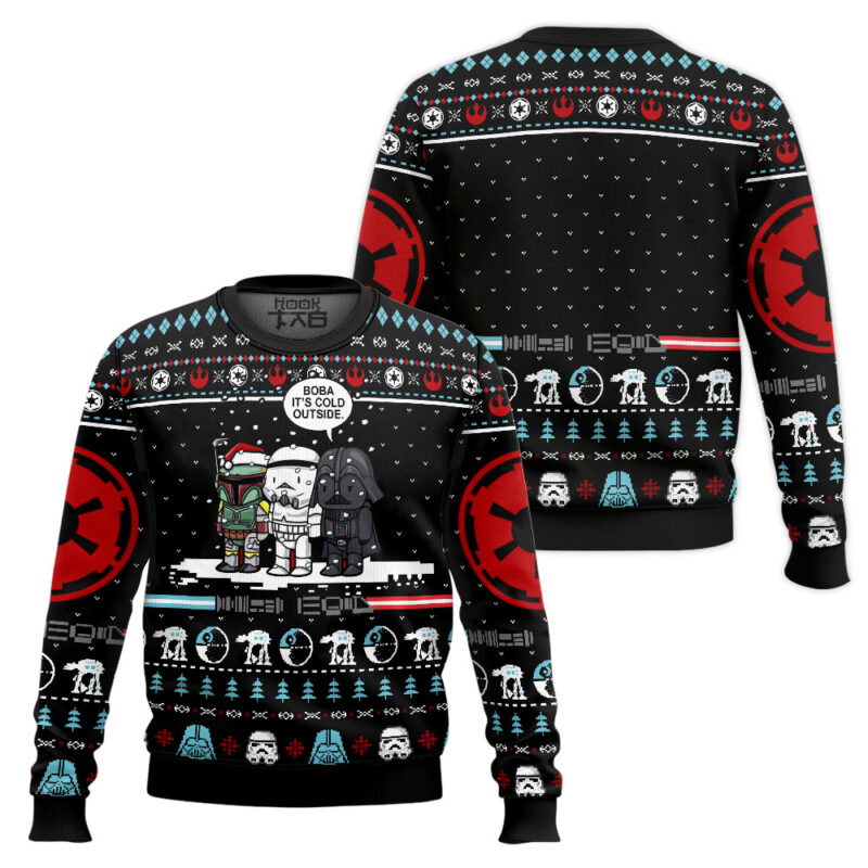 Hooktab Star Wars Boba It's Cold Outside Ugly Christmas Sweater Hooktab Star Wars Boba It's Cold Outside Ugly Christmas Sweater