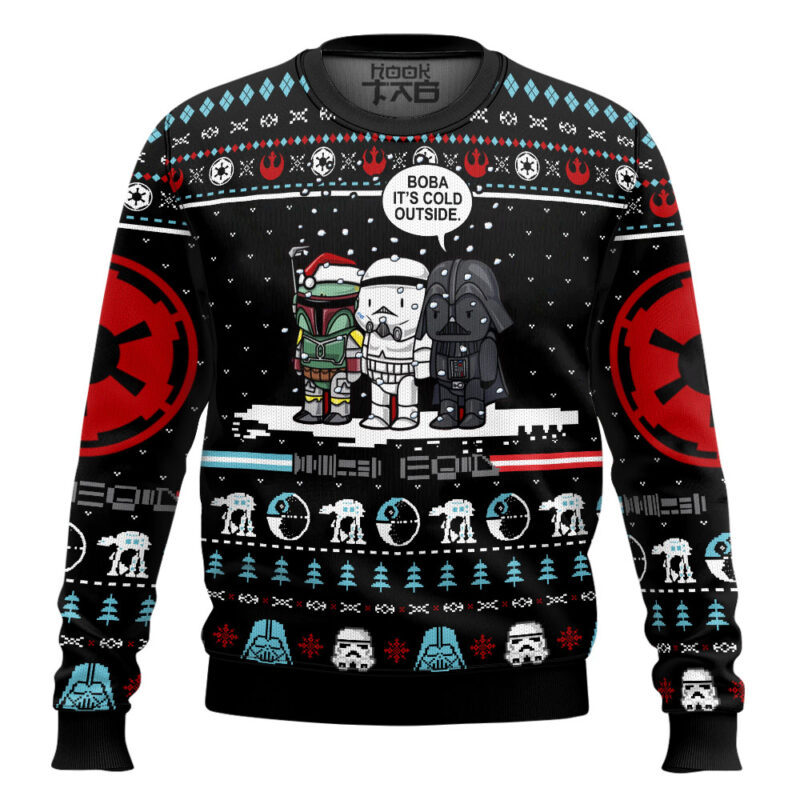 Hooktab Star Wars Boba It's Cold Outside Ugly Christmas Sweater