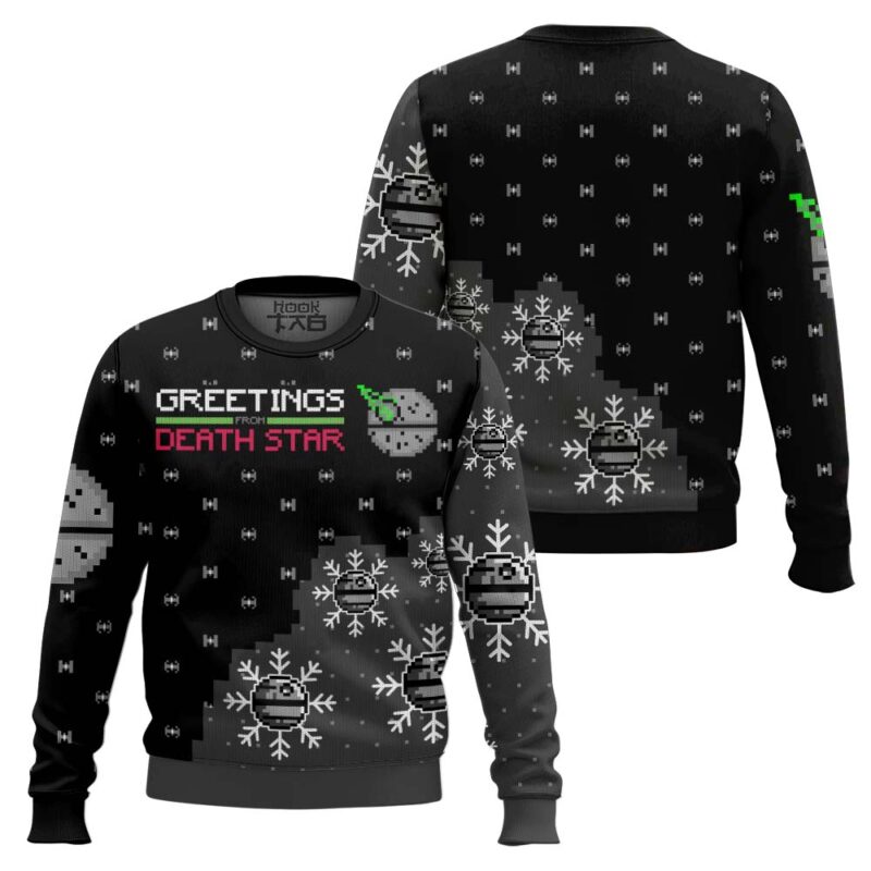 Hooktab Star Wars Greetings From Death Star Ugly Christmas Sweater Hooktab Star Wars Greetings From Death Star Ugly Christmas Sweater