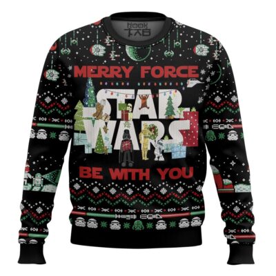Hooktab Star Wars Merry Force Be With You Ugly Christmas Sweater