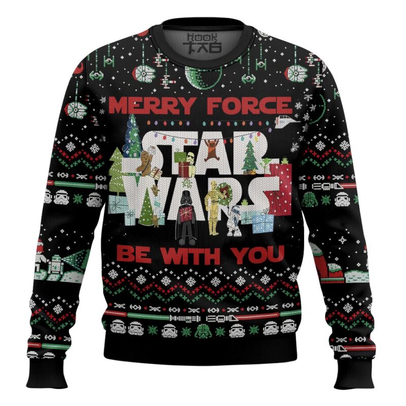 Hooktab Star Wars Merry Force Be With You Ugly Christmas Sweater