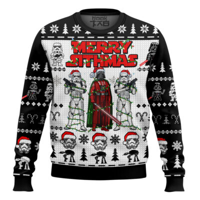 Hooktab Star Wars Merry Sithmas Santa Stormtrooper Darth Vader Ugly Christmas Sweater