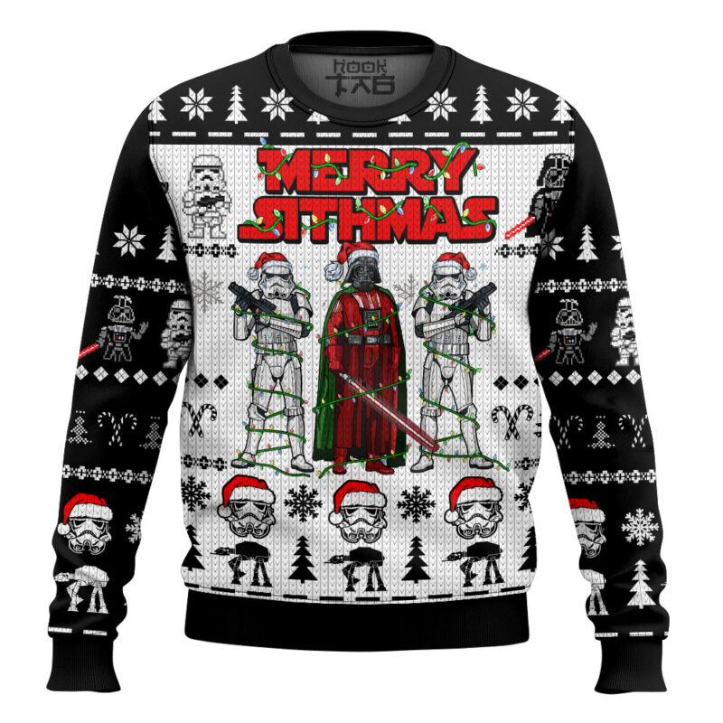 Hooktab Star Wars Merry Sithmas Santa Stormtrooper Darth Vader Ugly Christmas Sweater