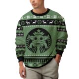 Hooktab Starbucks Yoda Star Wars Ugly Christmas Sweater