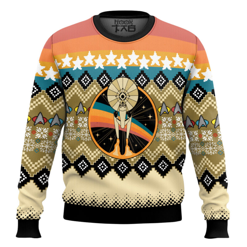 Hooktab Starfleet Spaceship Star Trek Ugly Christmas Sweater