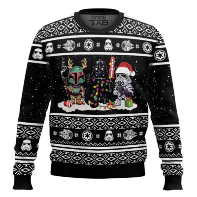 Hooktab Starry Night Chibi Vader Star Wars Ugly Christmas Sweater