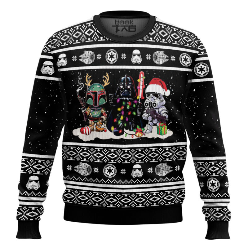 Hooktab Starry Night Chibi Vader Star Wars Ugly Christmas Sweater