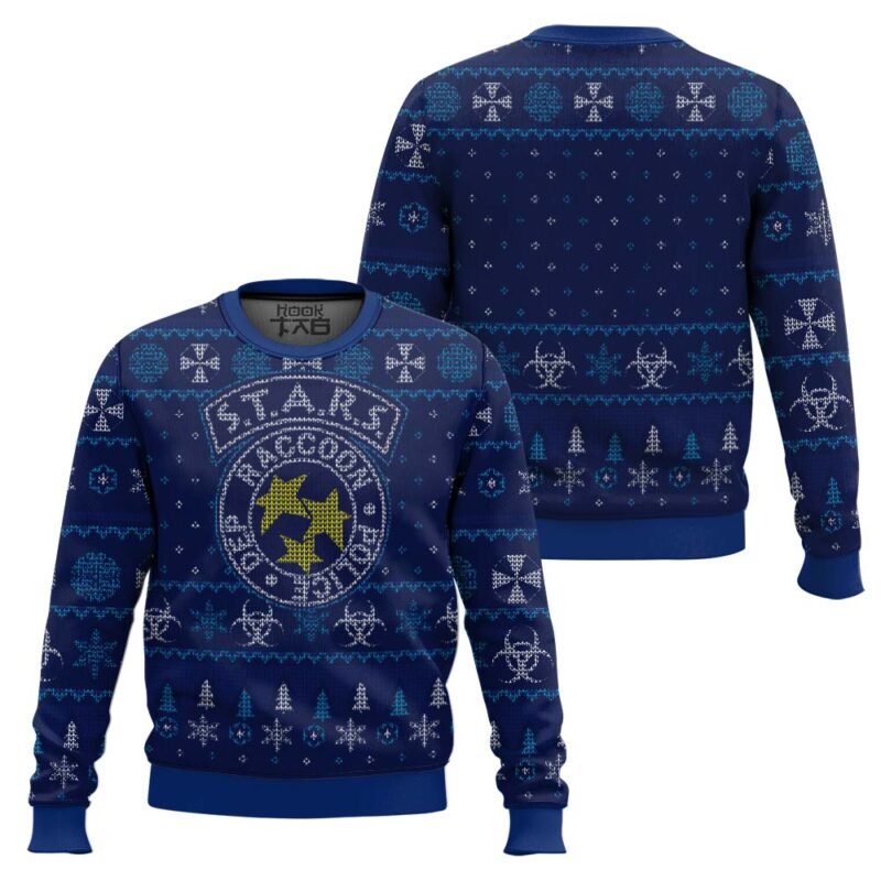 Hooktab S.T.A.R.S. Racoon Police Dep Resident Evil Ugly Christmas Sweater Hooktab S.T.A.R.S. Racoon Police Dep Resident Evil Ugly Christmas Sweater