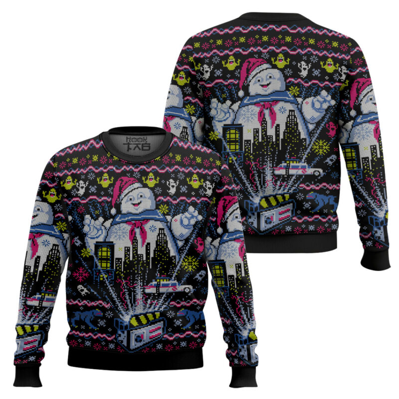 Hooktab Stay Puft Marshmallow Man Ghostbusters Ugly Christmas Sweater Hooktab Stay Puft Marshmallow Man Ghostbusters Ugly Christmas Sweater