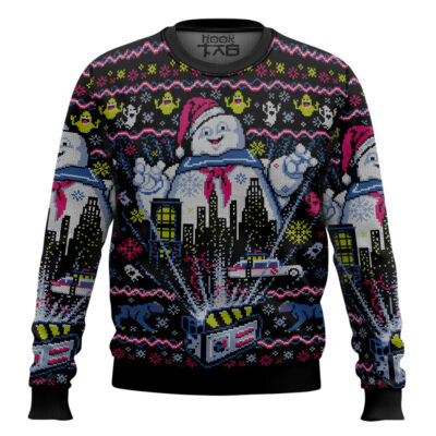 Hooktab Stay Puft Marshmallow Man Ghostbusters Ugly Christmas Sweater