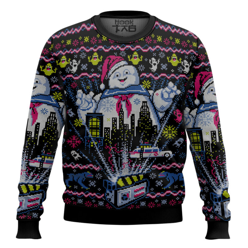 Hooktab Stay Puft Marshmallow Man Ghostbusters Ugly Christmas Sweater