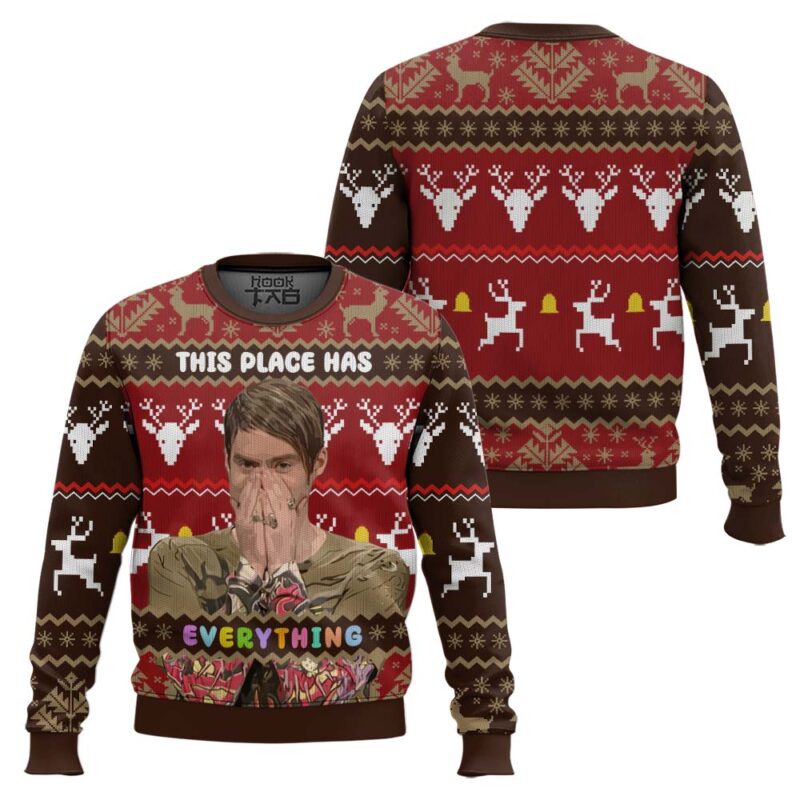 Hooktab Stefon This Place Has Everything Saturday Night Live Ugly Christmas Sweater Hooktab Stefon This Place Has Everything Saturday Night Live Ugly Christmas Sweater