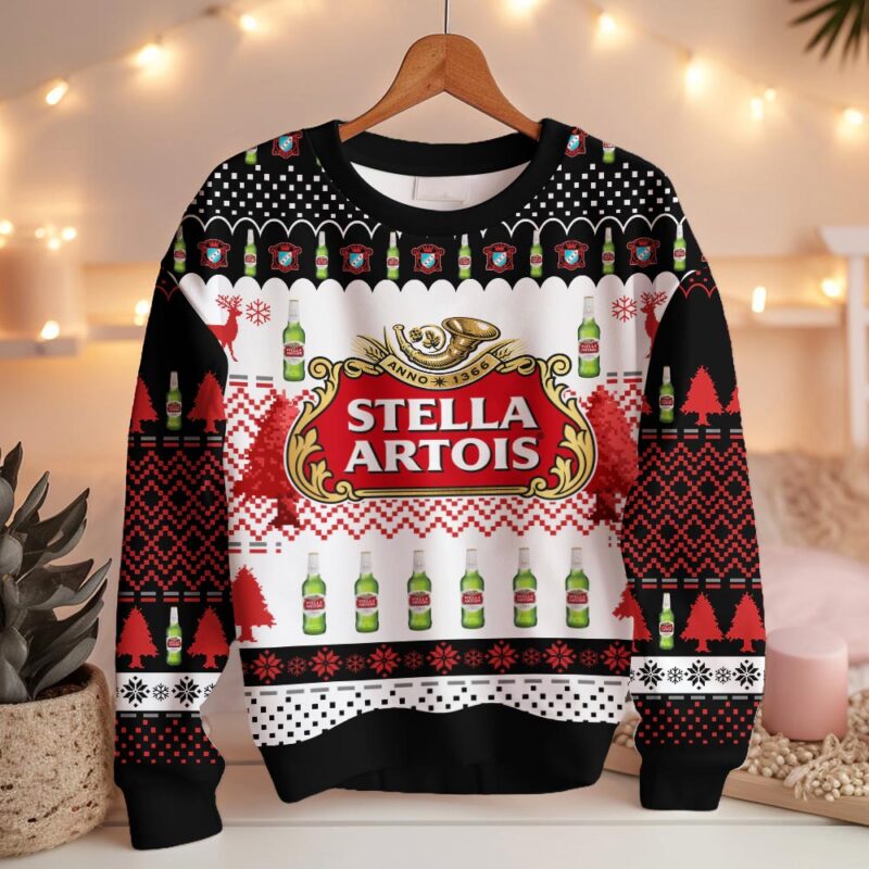 Hooktab Stella Artois Beer Ugly Christmas Sweater Hooktab Stella Artois Beer Ugly Christmas Sweater