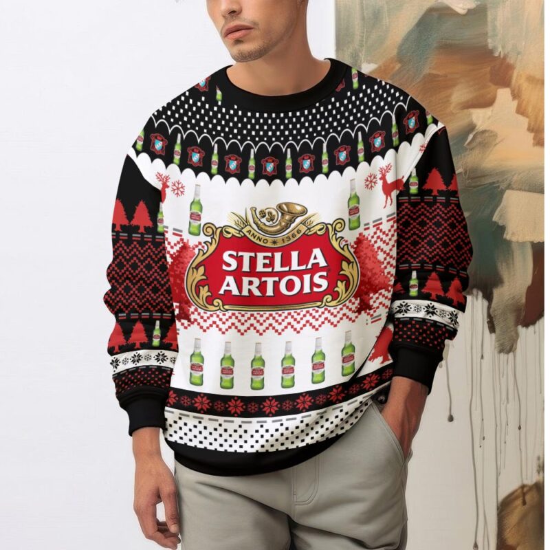 Hooktab Stella Artois Beer Ugly Christmas Sweater Hooktab Stella Artois Beer Ugly Christmas Sweater