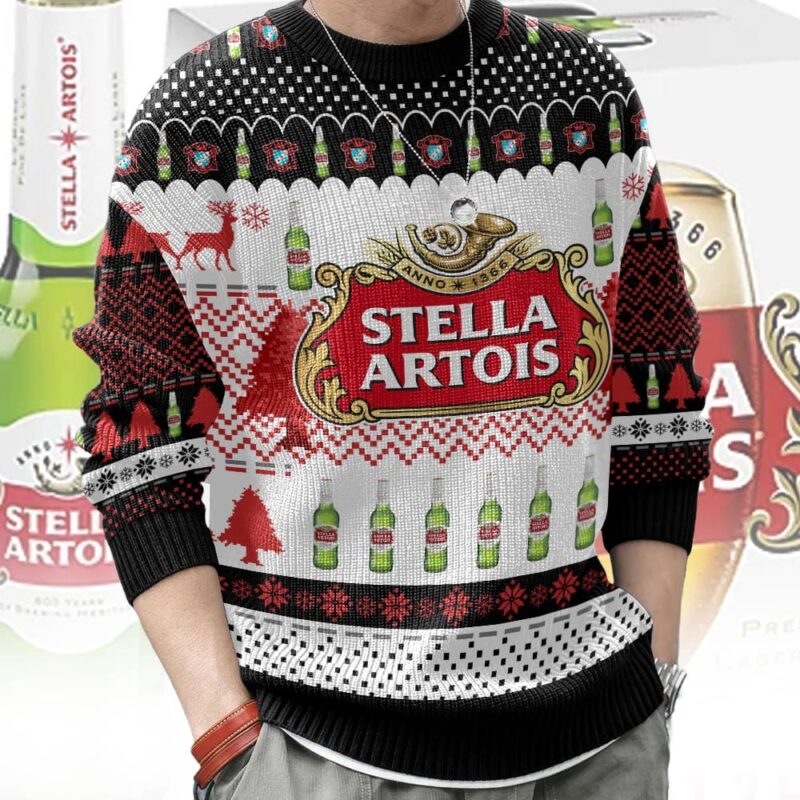 Hooktab Stella Artois Beer Ugly Christmas Sweater Hooktab Stella Artois Beer Ugly Christmas Sweater