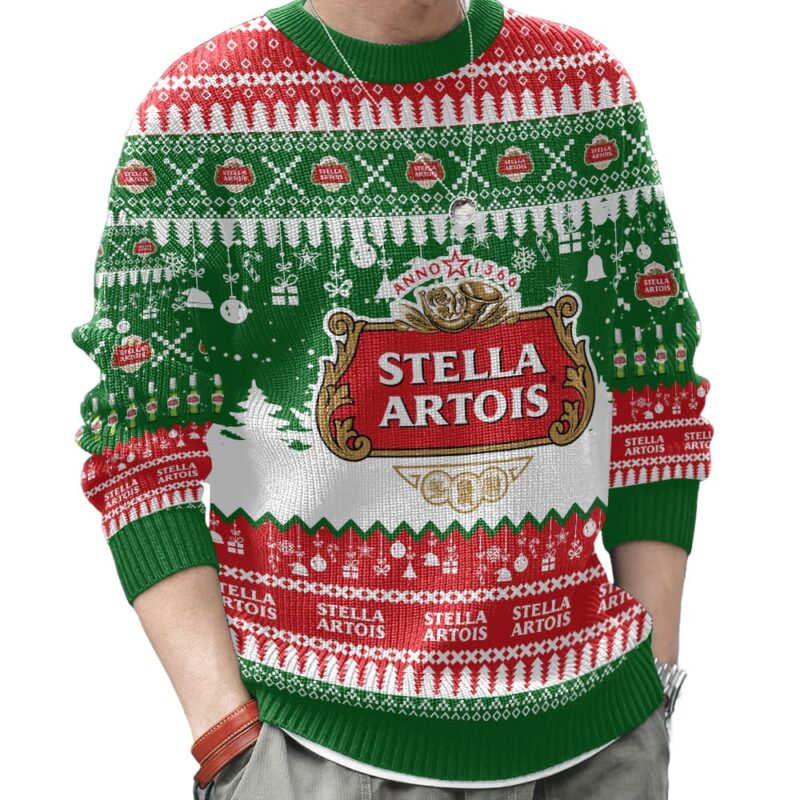 Hooktab Stella Artois Belgium beer Ugly Christmas Sweater Hooktab Stella Artois Belgium beer Ugly Christmas Sweater