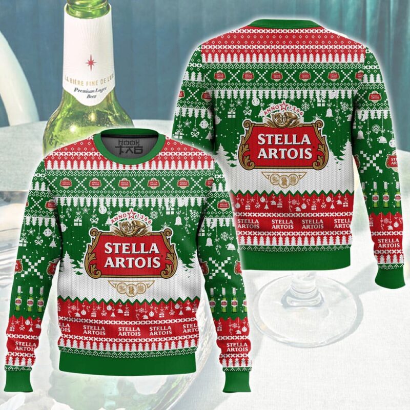 Hooktab Stella Artois Belgium beer Ugly Christmas Sweater Hooktab Stella Artois Belgium beer Ugly Christmas Sweater