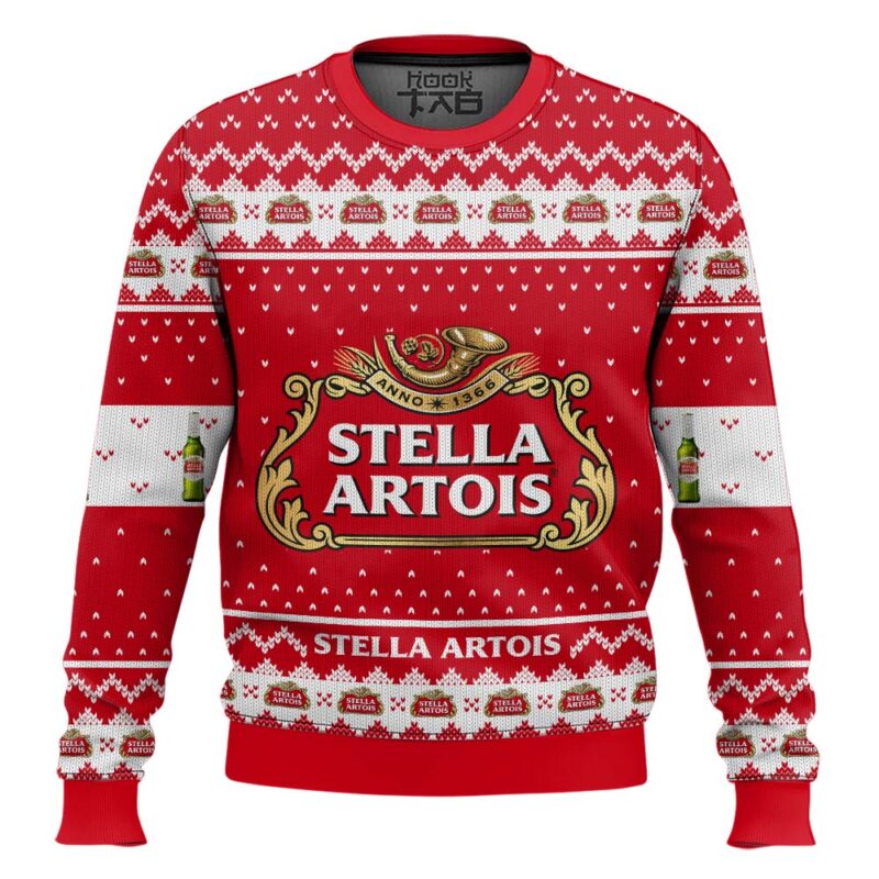 Hooktab Stella Artois Pilsner Beer Ugly Christmas Sweater