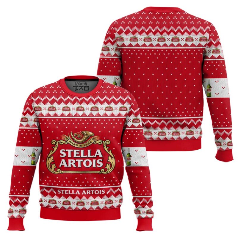 Hooktab Stella Artois Pilsner Beer Ugly Christmas Sweater Hooktab Stella Artois Pilsner Beer Ugly Christmas Sweater
