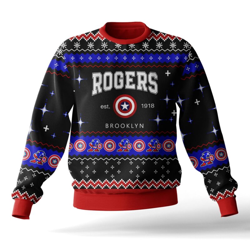 Hooktab Steve Rogers Captain America Ugly Christmas Sweater Hooktab Steve Rogers Captain America Ugly Christmas Sweater