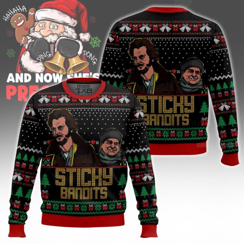 Hooktab Sticky Bandits Home Alone Ugly Christmas Sweater Hooktab Sticky Bandits Home Alone Ugly Christmas Sweater