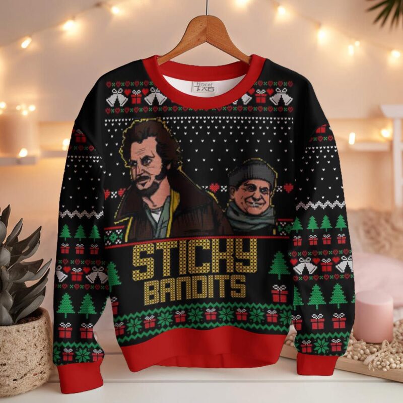 Hooktab Sticky Bandits Home Alone Ugly Christmas Sweater Hooktab Sticky Bandits Home Alone Ugly Christmas Sweater