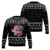 Hooktab Stitch And Angel Xmas Lilo And Stitch Ugly Christmas Sweater