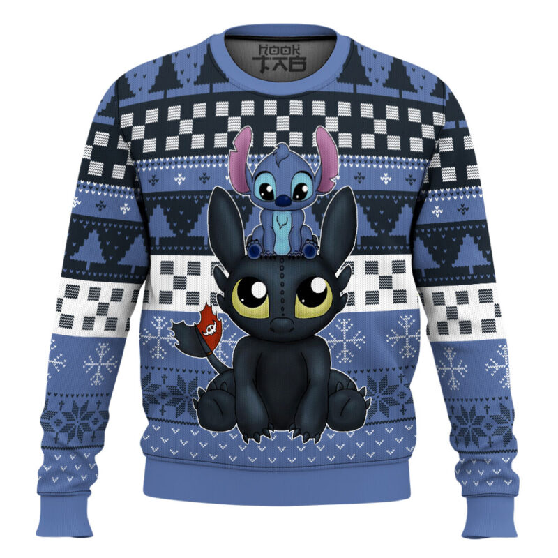 Hooktab Stitch And Toothless Ugly Christmas Sweater