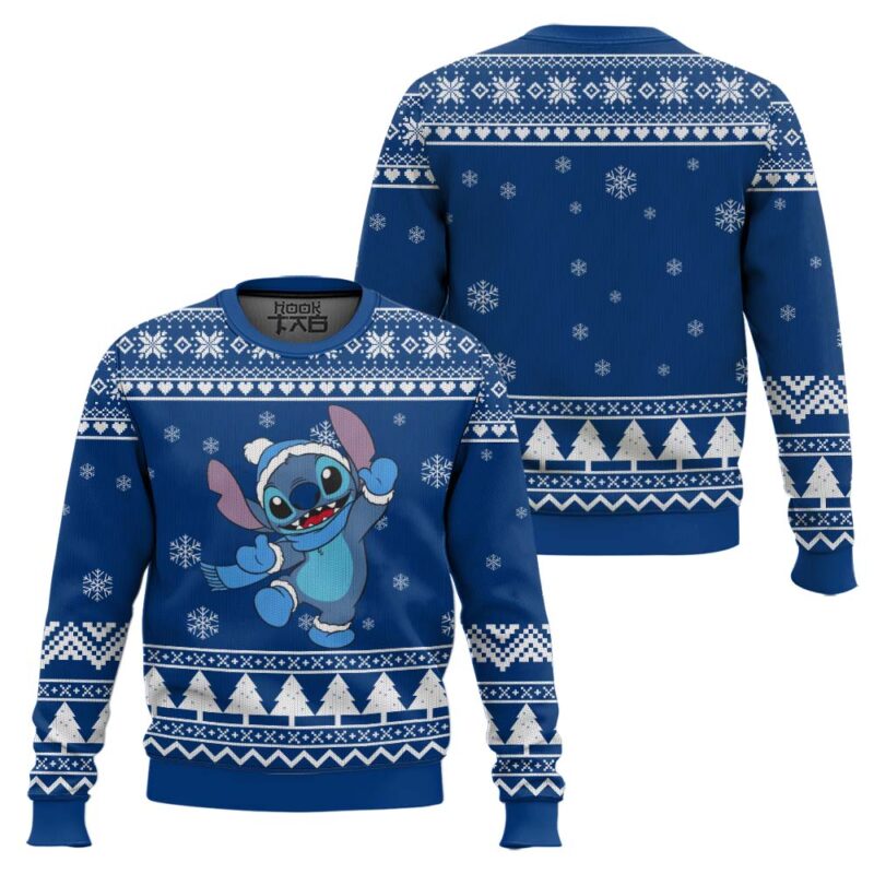 Hooktab Stitch Blue Christmas Lilo And Stitch Ugly Christmas Sweater Hooktab Stitch Blue Christmas Lilo And Stitch Ugly Christmas Sweater