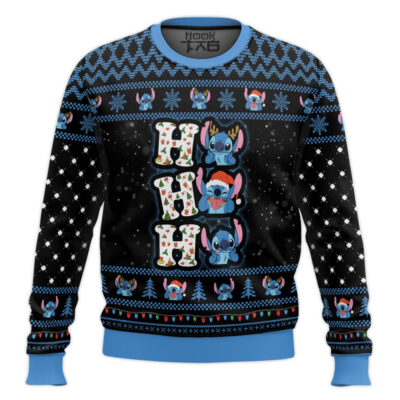 Hooktab Stitch Ho Ho Ho Lilo And Stitch Ugly Christmas Sweater