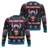 Hooktab Stitch I Wish You Love Lilo And Stitch Ugly Christmas Sweater