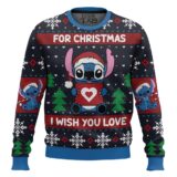 Hooktab Stitch I Wish You Love Lilo And Stitch Ugly Christmas Sweater