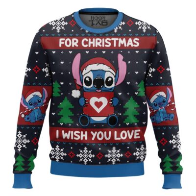 Hooktab Stitch I Wish You Love Lilo And Stitch Ugly Christmas Sweater