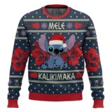 Hooktab Stitch Mele Kalikimaka Lilo And Stitch Ugly Christmas Sweater