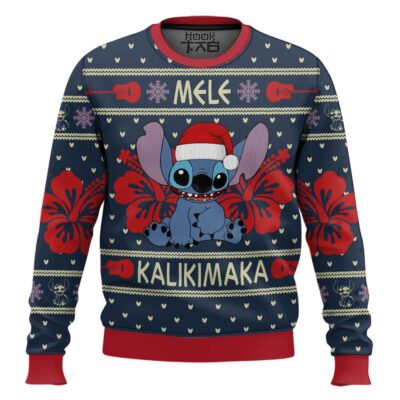 Hooktab Stitch Mele Kalikimaka Lilo And Stitch Ugly Christmas Sweater