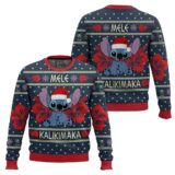 Hooktab Stitch Mele Kalikimaka Lilo And Stitch Ugly Christmas Sweater