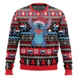 Hooktab Stitch Santa Lilo And Stitch Ugly Christmas Sweater