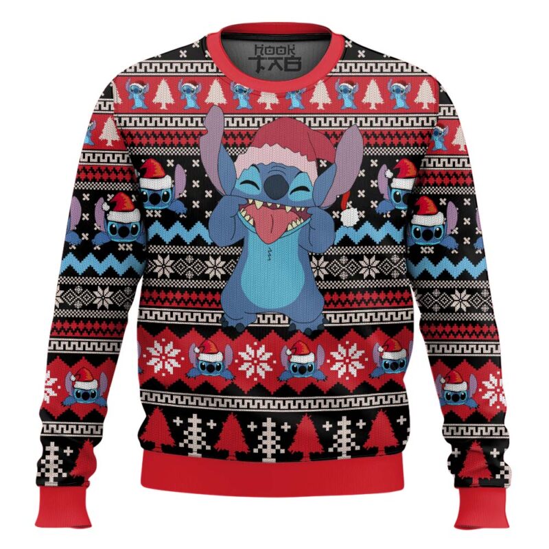 Hooktab Stitch Santa Lilo And Stitch Ugly Christmas Sweater