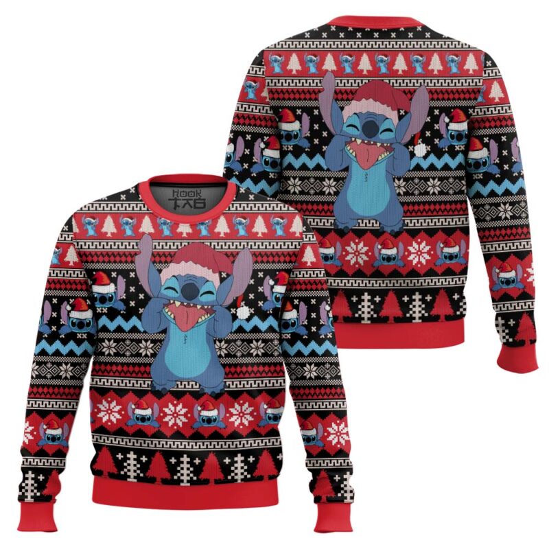 Hooktab Stitch Santa Lilo And Stitch Ugly Christmas Sweater Hooktab Stitch Santa Lilo And Stitch Ugly Christmas Sweater