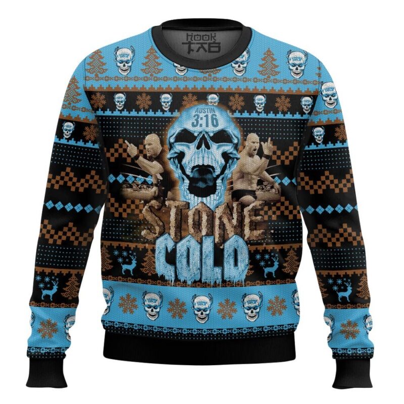 Hooktab Stone Cold WWE Ugly Christmas Sweater
