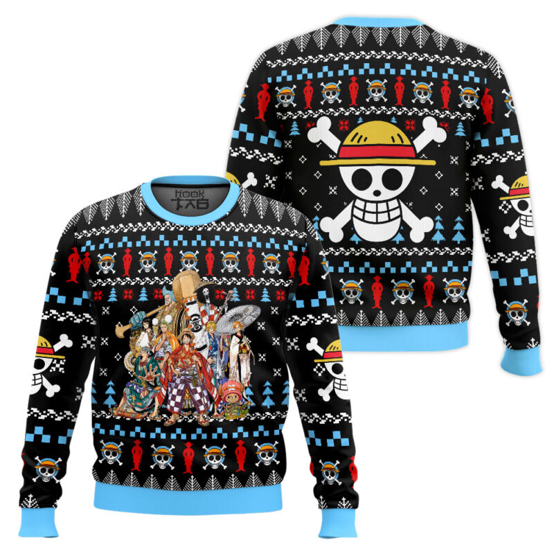 Hooktab Straw Hat Crew One Piece Ugly Christmas Sweater Hooktab Straw Hat Crew One Piece Ugly Christmas Sweater